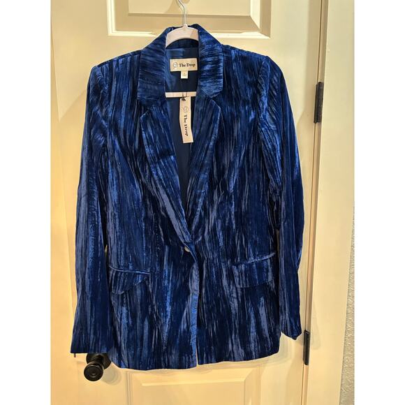 NWT The Drop Velvet Crushed Blue Blazer - Size Small - Picture 3 of 7